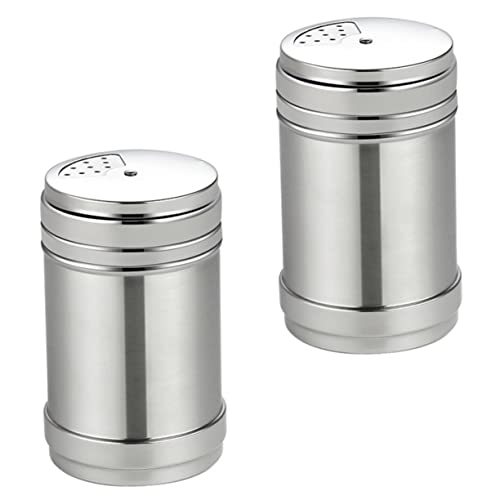 Alipis 2 Piezas Lata De Polvo De Acero Inoxidable Dispensador Rotatorio Sal Especias Botellas Saleros De Acero Inoxidable Contenedores De Especias Condimento Portátil