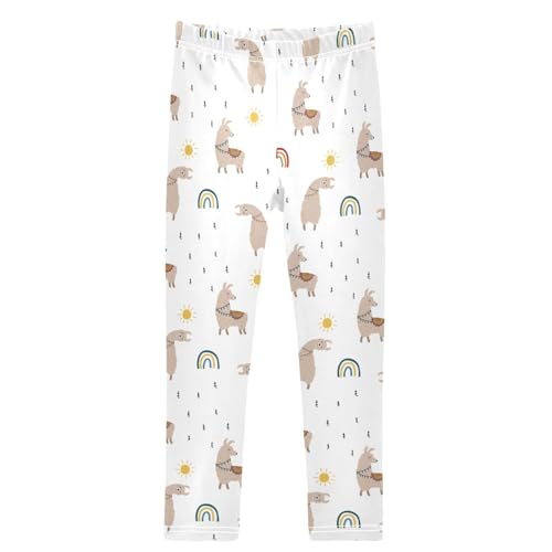 Girls' Leggings Llama Doodle Tree Ankle Length Printed Leggings Comfort Pants for Kids 4-10 Years
