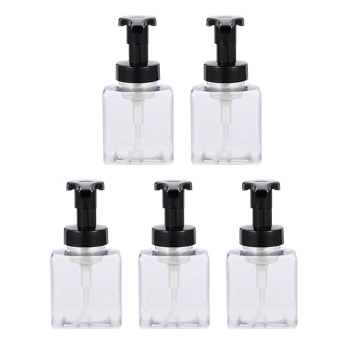 COLLBATH Dispensador de Jabón de Encimera 250 Ml Pet Transparente 5 Piezas con Bomba Negra Botellas para Loción y Gel de Ducha Accesorios para Baño y Cocina