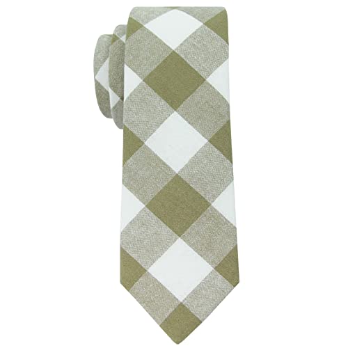 Image of Mantieqingway Mens Skinny Ties,2.56 inch Cotton Neckties Striped Plaid Ties for Groom Groomsmen Wedding Party Christmas