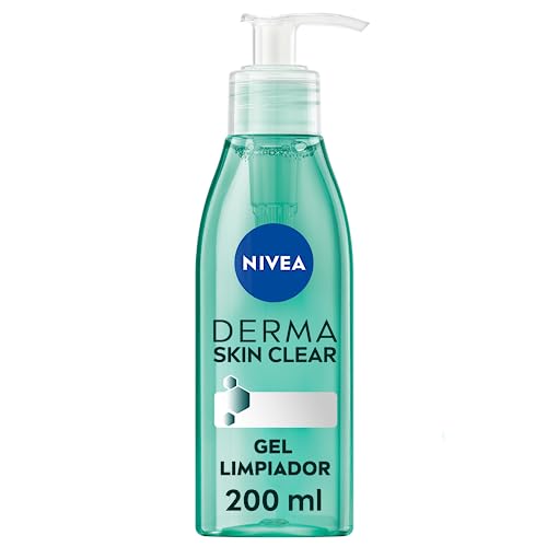 NIVEA Derma Skin Clear Gel Limpiador (150 ml), limpiador facial para pieles propensas a imperfecciones con fórmula vegana, limpiador de poros