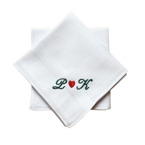 Shree adodhya women/men hankerchief with beautiful alphabet P,K embroidery, white colour and cotton handkerchief with embroidery set of 2.-picture-16