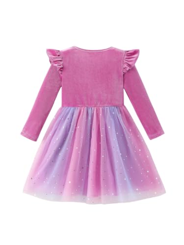 Image of Disney Girls' Tulle Tutu Dress Birthday Party Outfit Baby /Toddler | Officially Licensed, Frozen Elsa, Minnie, Princess, Velvet Top with Belt, Multi-Layer Mesh Skirt, Ruffle Long Sleeve Clothes