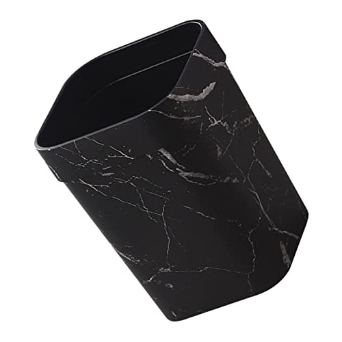 Garneck Poubelle Carrée en Marbre Noir 12l Plastique Résistant à L'usure pour Chambre et Salle de Bain Intérieur Compact