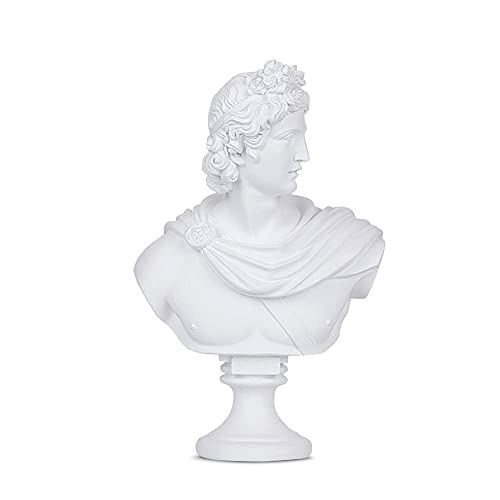Beonueni 14 Inch Pythian Apollo Bust Statue Gypsum Statue Replica Sculpture Figurine Home Decor Resin Crafts For Sketch Practice Artist (David White) #TOP2