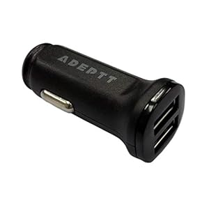 Adeptt VC-S330 [2.4A 2 Port] High Speed Car Charger for All Smartphones and Tablets (Black)