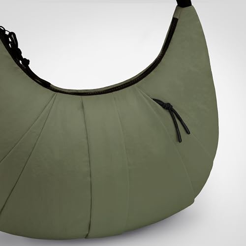 Nylon Crescent Bag Pleated Shoulder Bag, Double Zipper Inside Pocket Large Capacity Casual Waterproof Sling Bag for Women4