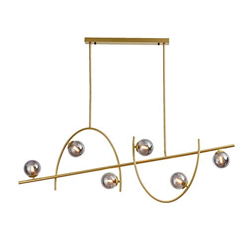 Plafonnier rond en verre fumé gris, luminaire suspendu d'exception pour grand salon
