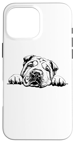 Retro Vintage Happy Face Peeking Chinese Shar Pei Dog Lover �X�}�z�P�[�X iPhone 16 Pro Max �p