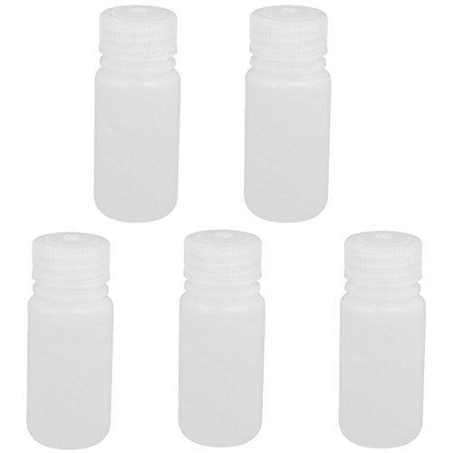 Aexit 5pcs 35mm gauge Dia 80mm Height 50ml HDPE Plastic Rectangle Small Mouth Bottle White