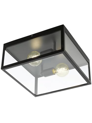 Plafonnier vintage 2 lumières noir GL0884 pour salon et salle à manger
