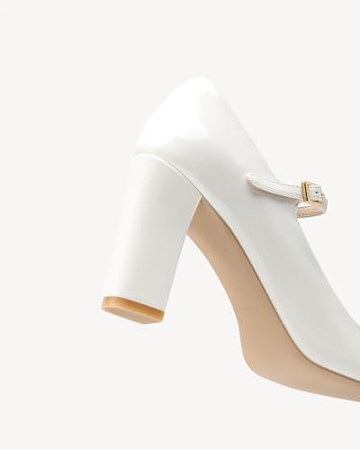 Women's Square-Toe Mary Jane Pumps, Chunky Block Heel, Closed-Toe Dress Shoes for Wedding, Work, Casual Wear4