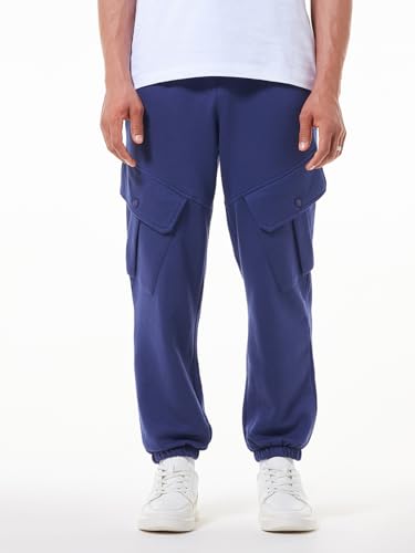Image of Bewakoof Men's Fleece Super Loose Fit Joggers|Bewakoof Heavy Duty 1.0 | Track pants for man | Lower for man | Trouser for men | Baggy trackpants for men | Multipurpose | Mens Lower Activewear | Utility Pockets | Lightweight & Flexible Elastic Waist | Casual Joggers | Loose Fit