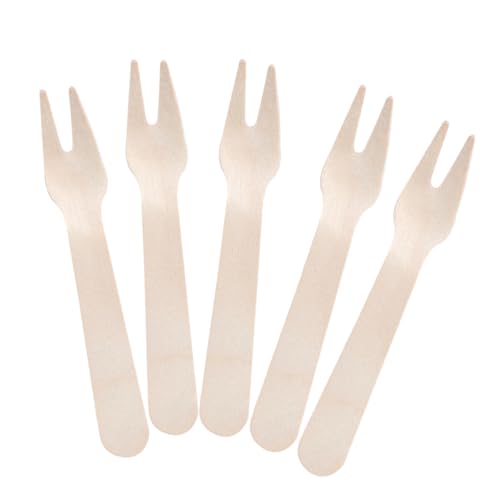 Ipetboom 100pcs Wooden Cutlery Forks Cake Forks Lightweight for Picnic Bbq Family Dinner