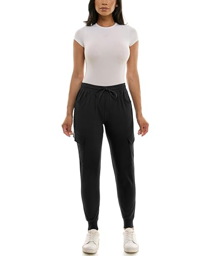 Zac & Rachel Women's Brushed Dty Jogger with Cargo Pcoket and Sectional Leg Detail