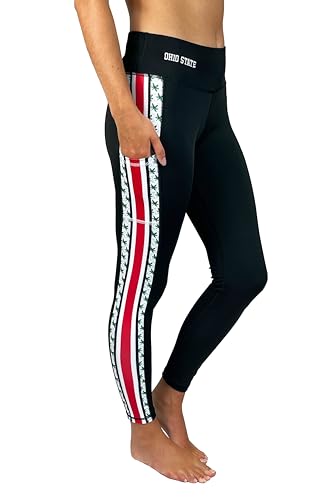 The Ohio State University Buckeye Leaves Cell Phone Pocket Legging/Black Black Small