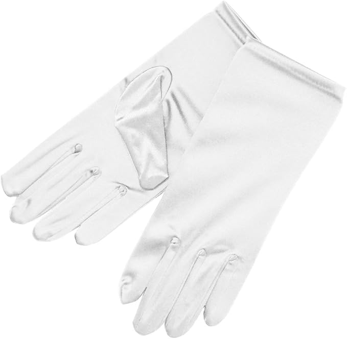 ZaZa Bridal Shiny Stretch Satin Dress Gloves Wrist Length 2BL Over 12 years old