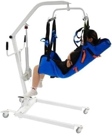 Sollevatore Elettrico per pazienti con Imbracatura in Nylon, Base Regolabile da 60 a 110 cm, Portata Massima di 150 kg, Ideale per Sollevare Anziani a Domicilio e in strutture di Assistenza.