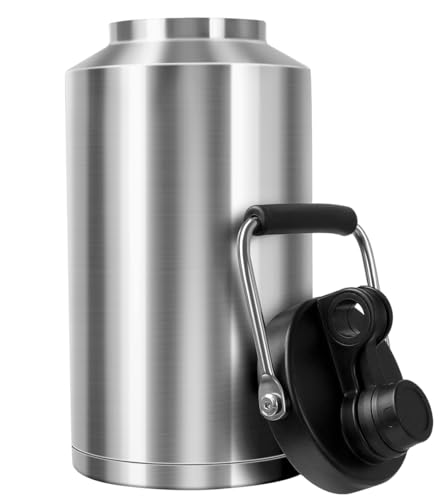 Botella de Agua Aislada GAGANIU Gallon Jug de 1 Galón de Acero Inoxidable, Boca Ancha, Doble Vacío para Bebidas Frías y Calientes