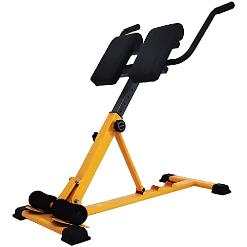 romeinse stoel Romeinse Stoel met Duikstation, Opvouwbare Fitnessapparatuur met Gevoerde Handgrepen en Kussen, 30-40-50 Graden Verstelbare Hyperextensiebank (Color : Yellow) - Image 4