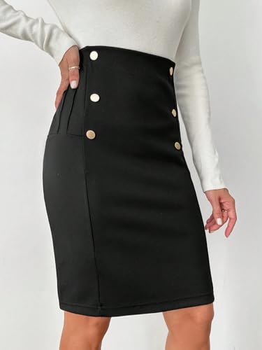 Button Straight Leg Skirt Basic Women's Summer Casual Vinage Skirt3