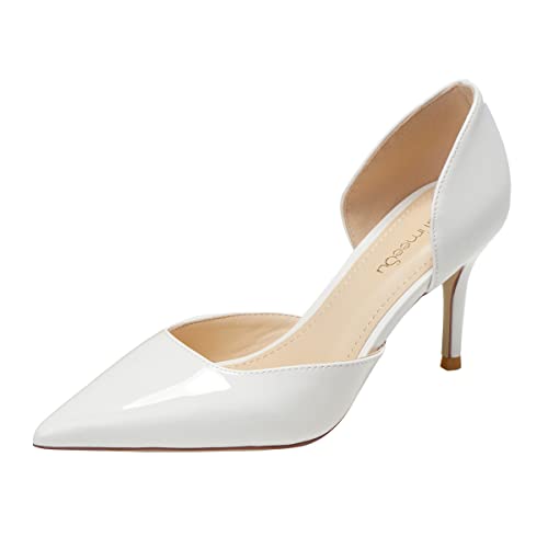 Women's Classic Mid Heels D'Orsay Pumps Pointed Toe Slip On Dressy Stilettos Shoes 3.14 Inch