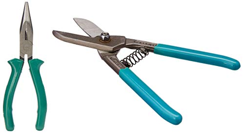 Taparia 1420-6 Econ-Series Long Nose Plier&Taparia TCS 08 Steel (200mm) Tin Cutters with Spring (Blue and Silver)