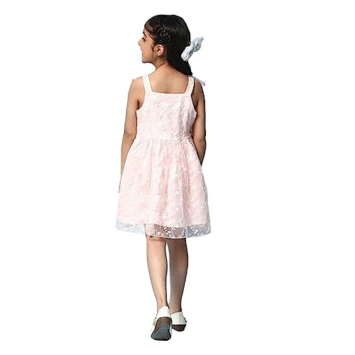 Image of BIBA Solid Rayon Round Neck Girls Dress