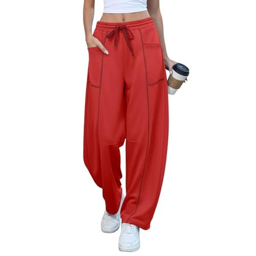 Rapbin Womens Barrel Pants Baggy Wide Leg Lounge Sweatpants Fashion Outfits with Pockets 2026