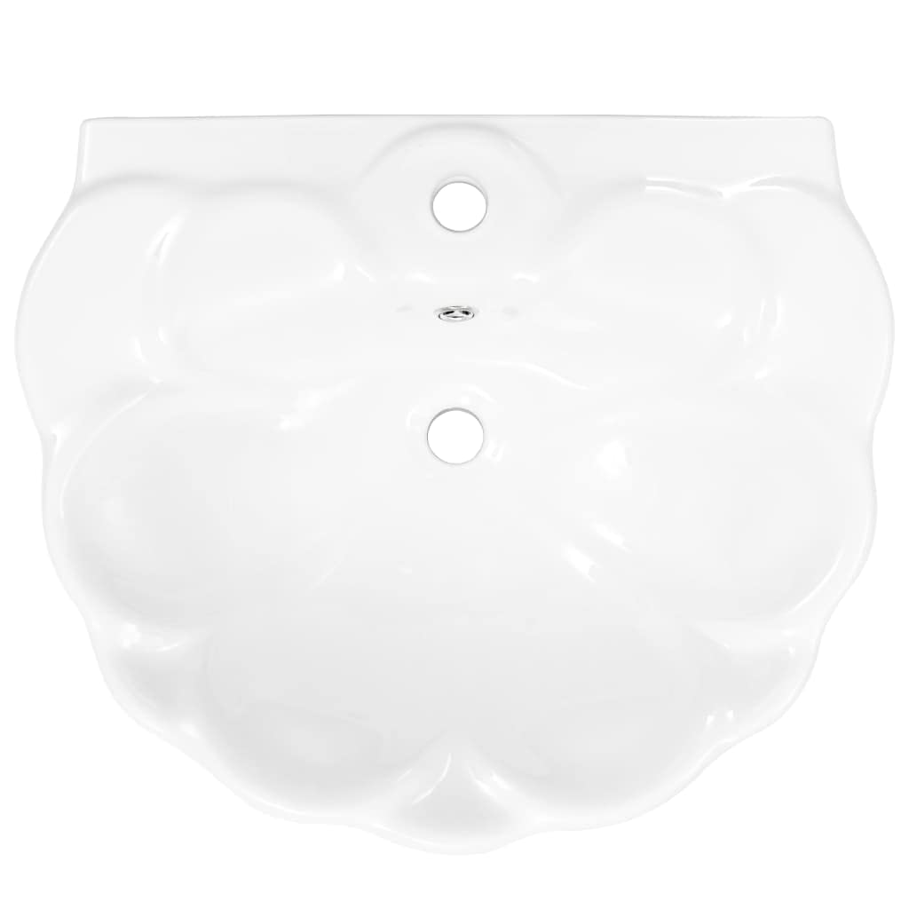 vidaXL Lavabo indipendente con piedistallo con troppopieno bagno in ceramica guardaroba bagno per gli ospiti bagno lavabo a mano ciotola bianca 580 x 510 x 200 mm