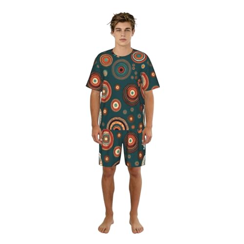 Pyjama homme imprimé cercles ethniques en coton doux pour la détente
