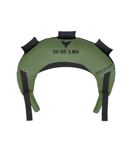 Elite Sports Bulgarian Canvas Bag Fitness Canvas MMA Gym Cross Workout Training Sandbag 17 25 33 45 lbs (UNFILLED) (Forest Green 25 LBS)
