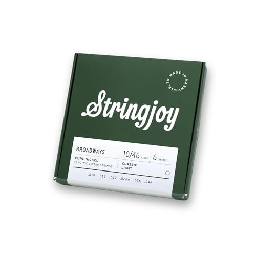 Stringjoy Broadways 10-46 Classic Light Gauge Pure Nickel Electric Guitar Strings - Electric...