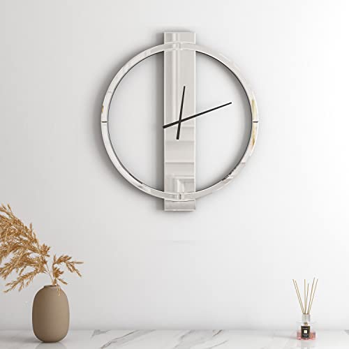 Shyfoy Wall Clock Decorative Large Clock Living Room Decor - 23" All Mirror Glass Finish Big Modern Clock For Wall Round Wall Decor For Office Bedroom Fireplace Decor #TOP6