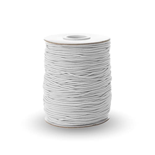 Realm Elastic Cord/Round Hat Elastic Black & White (1mm 2mm & 3mm) Craft Jewellery Stringing Masks Party Hats (White 1.5mm - 5 Metres)