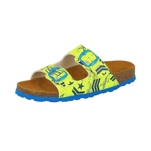 Lico Bioline Top Jungen Pantoletten, Neongelb/ Blau, 33 EU