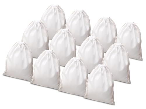 woric 12 bolsas de tela, 25 x 30 cm, bolsas de tela pequeñas con cordón, bolsa de tela para pintar, bolsas de tracción para cumpleaños infantiles, bodas, calendario de Adviento