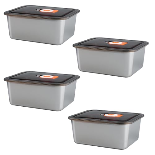 duisoad 4 Pezzi Contenitori Acciaio con Coperchio Contenitori Salvafreschezza in Acciaio Inox Contenitor Salvafreschezza con Coperchio per Scuola, Lavoro, Picnic, Microonde, Frigorifero
