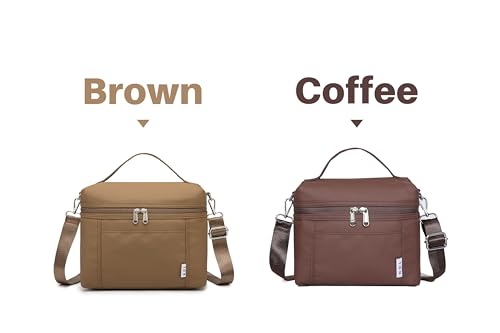 Image of NOL Natural Organic Lifestyle Small Insulated Lunch Bags for Women Cooler Bag Lightweight Nylon Waterproof Lunch Box for Work（Small，coffee）