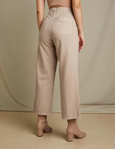 Image of Amazon Brand - Symbol Women High Rise Cropped Length Denim Culottes (Available in Plus Sizes)
