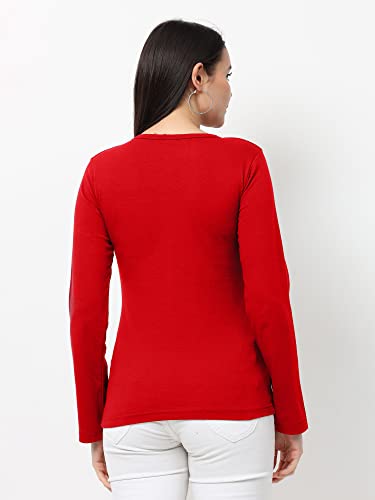 Image of Wafaa Women's Cotton Plain V Neck Full Sleeve T-Shirt