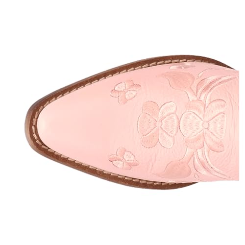 Dingo Womens Love Bug Floral Embroidered Snip Toe Casual Boots Mid Calf Mid Heel 2-3" - Pink4