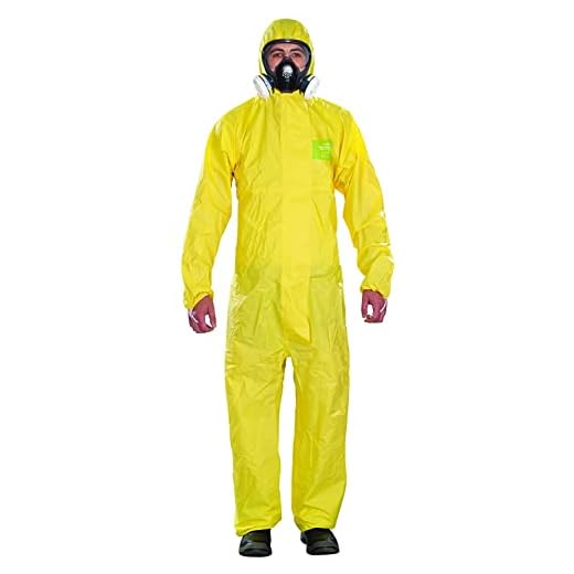 Ansell AlphaTec 2300 Model 132, Mono de Trabajo Desechable, Protección Quimica Tipo 3/4/5, Traje Integral y Impermeable, Seguridad Industrial, Hombre Mujer, Amarillo, Talla L (1 Unidad)