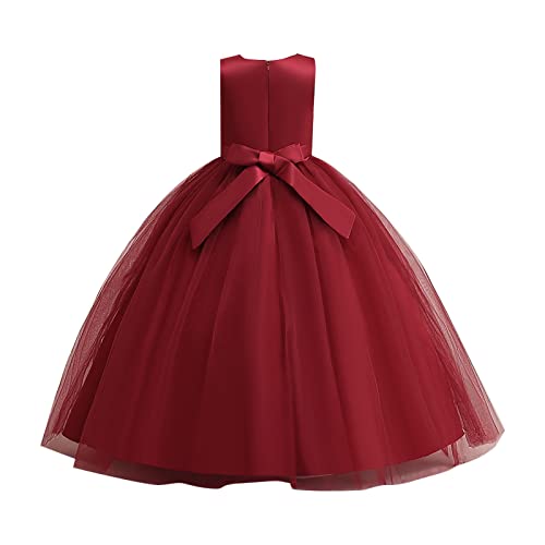 5t Dress New Children's Dress Princess Dress Big Children's Sequins and Ground Long Dress Piano (Red, 14-15 Years)2