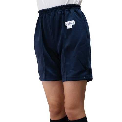 学生用体操ハーフパンツ, クウォーターパンツ,紺色, ゴム仕様ウエスト, ポケット付き, 名前タグ付き,速乾 (クウォーター, L)
