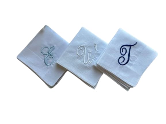 Shree adodhya women hankerchief with alphabet E,W,J embroidery,white colour and cotton handkerchief with embroidery set of 3.-picture-34