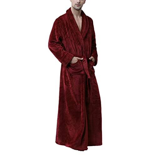 Vêtement de nuit confortable homme peignoir d'hiver long polaire corail kimono chaud flanelle M