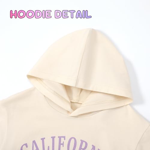 Image of WESIDOM Toddler Girl Clothes Letter Print Drop Shoulder Hoodie Sweatsuits and Short Set 2 Piece Outfit Little Girls Tracksuit