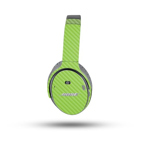 Image of MightySkins Carbon Fiber Skin Compatible with Bose QuietComfort 35 II Headphones - Solid Lime Green | Protective, Durable Textured Carbon Fiber Finish | Easy to Apply