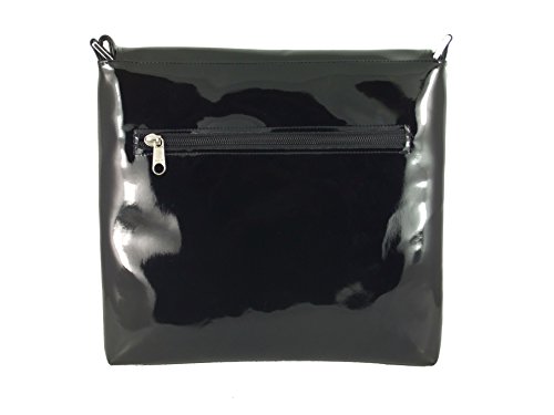 LONI Womens Cool Faux Patent Leather Cross-Body Shoulder Bag Handbag Medium Size2